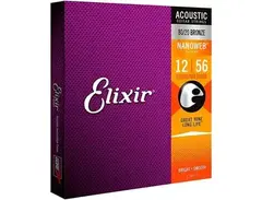 Elixir 80/20 Bronze Acoustic Guitar Strings With Nanoweb Coating, Light/Medium (.012-.056)