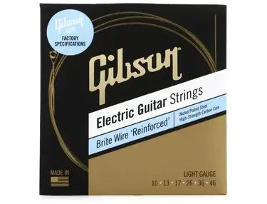 Gibson Accessories SEG-BWR10 Brite Wire 'Reinforced' Electric Guitar Strings - .010-.046 Light