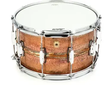 Ludwig Raw Hammered Bronze Snare Drum with Imperial Lugs - 8 x 14-inch - Raw Patina