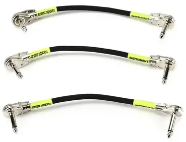 Ernie Ball P06059 Right Angle to Right Angle Pedalboard Flat Patch Cable - 6 inch Black