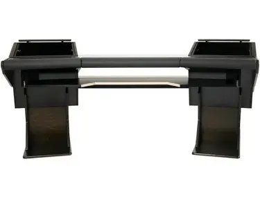 Dangerfox Genesis SplitBay 16U 42-inch Angled Studio Desk with Keyboard Tray - Dark Walnut