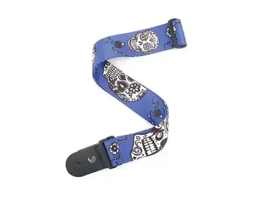 D'Addario Woven Guitar Strap - Sugar Skulls Blue