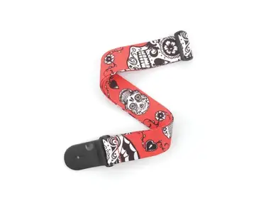 D'Addario Woven Guitar Strap - Sugar Skulls Red
