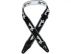 Fender WeighLess Running Logo Guitar Strap - Black/White