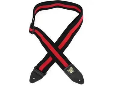 Ernie Ball 2-inch Polypro Stretch Comfort Racer Strap - Black, Red Stripe