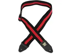 Ernie Ball 2-inch Polypro Stretch Comfort Racer Strap - Black, Red Stripe main image
