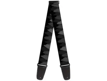 Buckle-Down Guitar Strap - Pine Tree Silhouettes Black Grays
