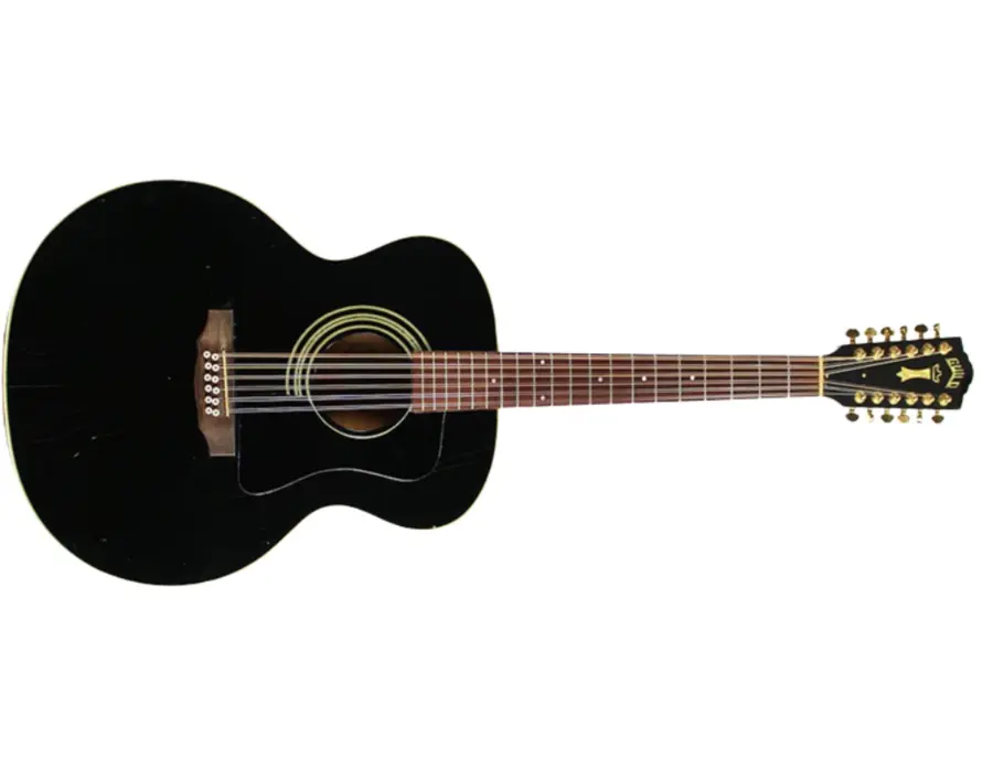 Guild 1987 JF30-12 Jumbo Black 12 String Acoustic Electric Guitar