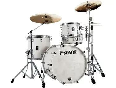 Sonor SQ1 3-piece Shell Pack - Satin Pure White with Matching Bass Drum Hoops