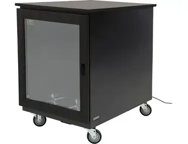 Argosy IsoBox PRO 12RU Rack - Black Satin with Oak Trim, Left Door Swing