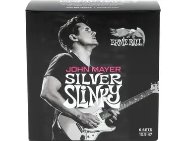 Ernie Ball John Mayer Signature Silver Slinky Electric Guitar Strings - .0105-.047, 6-pack