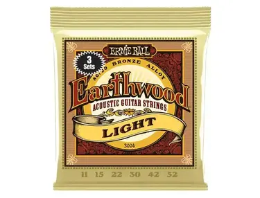 Ernie Ball 3004 Earthwood 80/20 Bronze Acoustic Guitar Strings - .011-.052 Light Factory 3-Pack