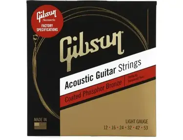 Gibson Accessories SAG-CPB12 Coated Phosphor Bronze Acoustic Guitar Strings - .012-.053 Light