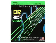 DR Strings NGE-9 Hi-Def Neon Green K3 Coated Electric Guitar Strings - .009-.042 Light