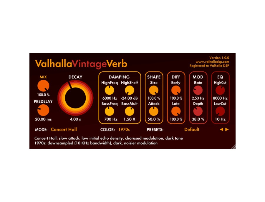 Valhalla DSP ValhallaVintageVerb - ranked #1 in Reverb Plugins | Equipboard