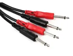 Hosa CPP-201 Stereo Interconnect Cable - Dual 1/4-inch TS Male to Same - 3.3 foot