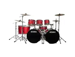 TAMA Imperialstar 8-Piece Double Bass Drum Set With MEINL HCS Cymbals Candy Apple Mist main image