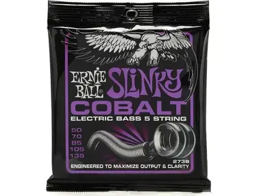 Ernie Ball 2738 Power Slinky Cobalt Electric Bass Guitar Strings - .050-.135 5-string
