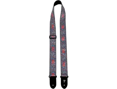 Perri's Jacquard Guitar Strap Pink and Blue Flower 2 in.