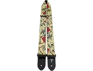 Perri's Jacquard Guitar Strap Skulls and Roses 2 in.