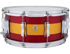 Ludwig Classic Maple Snare Drum - 6.5 inches x 14 inches, Red/Gold Tri-Band
