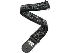 D'Addario Joe Satriani Nylon Guitar Strap Black/Silver Silver Sketches