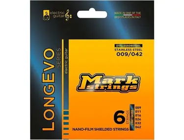 Markbass Longevo Series Nanofilm Shielded Stainless Steel Electric Guitar Stings (9-42)