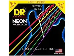 DR Strings Hi-Def NEON Multi-Color Medium Electric Guitar Strings (10-46) 2 Pack main image