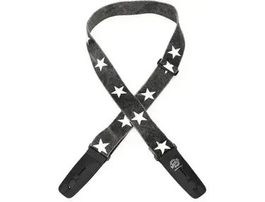 Lock-It Straps Cotton Guitar Strap - Distressed Black/White Stars