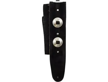 Perri's Silver Conchos Suede Guitar Strap Black 2.5 in.
