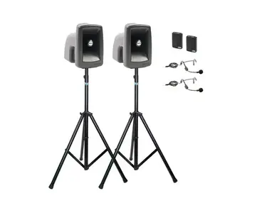 Anchor Audio MegaVox 2 Portable PA System Pair with Wireless Headworn Microphones Bundle
