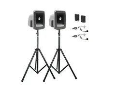 Anchor Audio MegaVox 2 Portable PA System Pair with Wireless Headworn Microphones Bundle