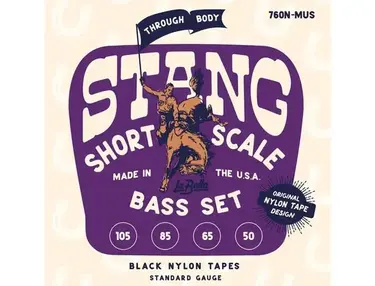 La Bella 760N-MUS Stang Black Nylon Tapes Short-scale Bass Guitar Strings -.050-.105 Standard