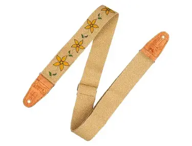 Levy's 2" Flowering Vine Hemp Series Guitar Strap Yellow Flower