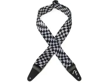 Fender Wavy Checkerboard Guitar Strap - Gray and Black, 2-inch