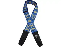 Lock-It Straps Jacquard 2" Locking Guitar Strap Blue with Gold Moons