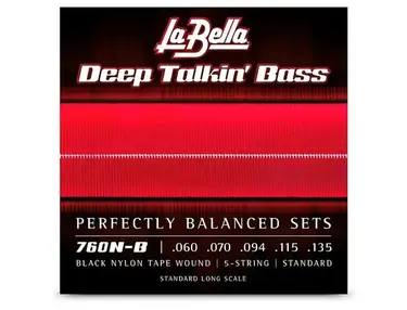 La Bella 760N-B Deep Talkin' Bass Black Nylon Tape Wound 5-String Bass Strings - Standard 60 - 135