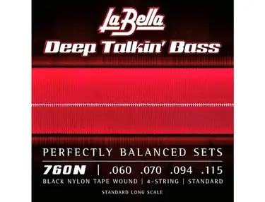 La Bella 760N Deep Talkin' Black Nylon Tape Wound 4-String Bass Strings - Standard 60 - 115