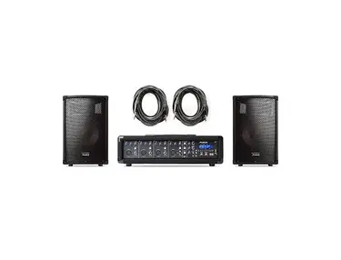 Alesis PA System In A Box 4-Channel Mixer with 280w Passive 10" Speakers and Cables