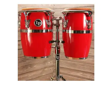 LP LP-JRX-DW Junior Wood Conga Set w/ Comfort Curve 2 Rims & Stand