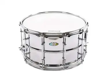 Ludwig LU0814SL Supralite 8x14" 10-Lug Steel Snare Drum with P88I Strainer