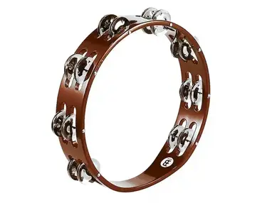 Meinl TAH2B 10" Traditional Wood Goatskin Head Tambourine with Double Row Steel Jingles