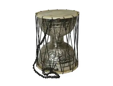 Mid East TK10 10x15" Nickel-Plated Brass Talking Drum with Beater