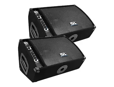 Seismic Audio FL-10MP-PW-PAIR Powered 1x10" 2-Way 250w Floor Monitor Wedge Speakers (Pair)