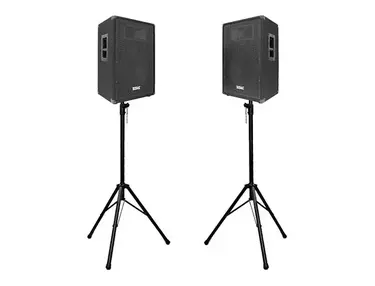 Seismic Audio FL-15P-PKG1 Passive 1x15" 400w Speakers (Pair) w/ Tripod Stands