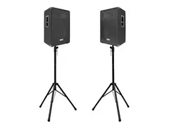 Seismic Audio FL-15P-PKG1 Passive 1x15" 400w Speakers (Pair) w/ Tripod Stands main image