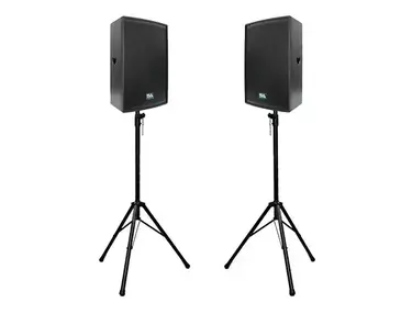 Seismic Audio Lava-15-PKG1 Passive 1x15" 800w Speakers (Pair) w/ Tripod Stands