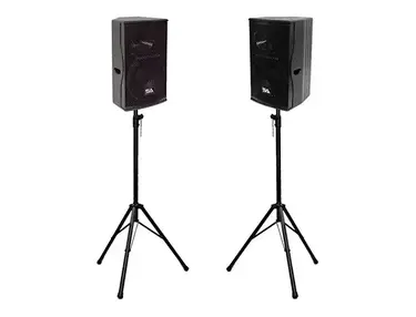Seismic Audio Magma-12PW-PAIR-PKG1 Active 1x12" Full-Range 2-Way 400w Powered Speakers (Pair) w/ Stands