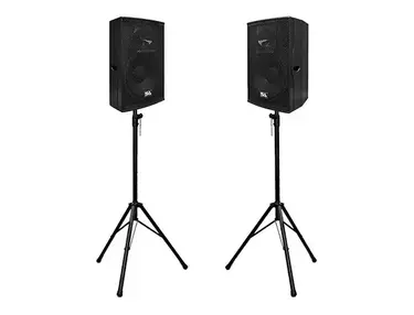 Seismic Audio Magma-15PAIR-PKG1 Passive 1x15" Full-Range 2-Way 500w Speakers (Pair) w/ Stands