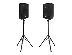 Seismic Audio Magma-15PW-PAIR-PKG1 Active 1x15" Full-Range 2-Way 500w Powered Speakers (Pair) w/ Stands main image